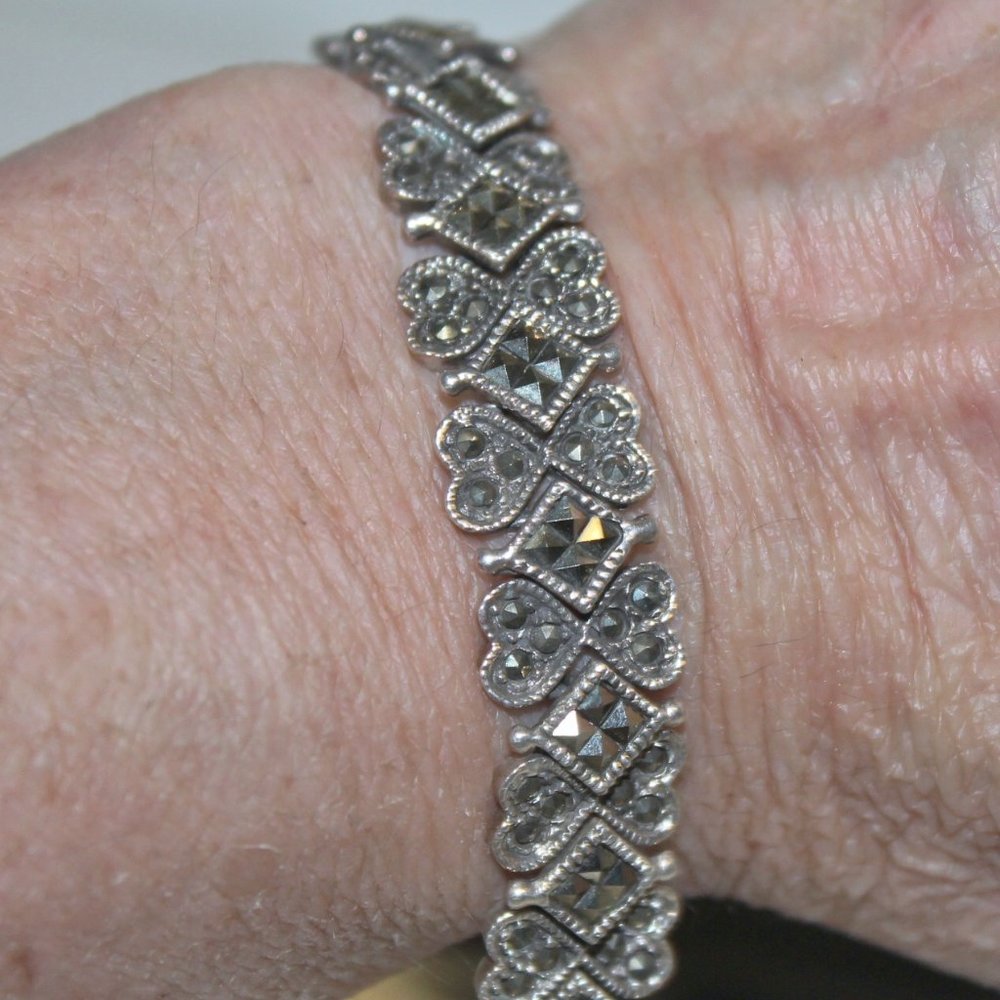 Vintage MC 925 Sterling Marcasite Tennis Bracelet